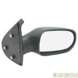 Retrovisor externo - SPJ - <b>Fiat Palio Hatch EX 1.0 8V Flex 2P de 2005 at 2007</b> - Palio 2004 at 2007 - 2 portas - sem controle - preto - lado do passageiro - cada (unidade) - EB146