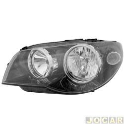 Farol principal - importado - <b>Fiat Palio Weekend Try On Adventure 1.8 8V Flex de 2006 at 2007</b> - Palio 2004 at 2007 - Economy 2009 at 2017 - H7/H7 - mscara negra - canho cromado - lado do motorista - cada (unidade) - 421450