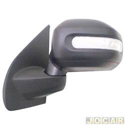 Retrovisor externo - Metagal - <b>Fiat Strada Cabine Dupla Adventure Locker 1.8 16V Flex 2P de 2011 at 2012</b> - Strada Locker 2011 em diante - com controle - com pisca - preto - lado do motorista - cada (unidade) - RTVE13CR