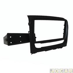 Moldura para central multimdia - <b>Fiat Palio Weekend Adventure 1.8 16V Dualogic Flex de 2012 at 2017</b> - Palio 2012 em diante-Weekend/Adventure - 1/2 Din-com porta Objetos - preta - cada (unidade)