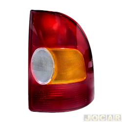 Lanterna traseira principal - alternativo - HT Lanternas - <b>Fiat Strada Cabine Simples LX 1.6 mpi 16V gasolina 2P de 1998 at 2000</b> - Strada 1998 at 2001 - carcaa preta - tricolor - lado do passageiro - cada (unidade) - 423775