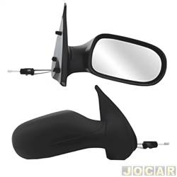 Retrovisor externo - SPJ - <b>Fiat Strada Cabine Simples Fire 1.4 8V Flex 2P de 2006 at 2012</b> - Palio 2004 at 2007 - 2 portas - Strada - com controle manual - preto - lado do passageiro - cada (unidade) - 35386