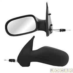 Retrovisor externo - SPJ - <b>Fiat Strada Cabine Simples Fire 1.4 8V Flex 2P de 2006 at 2012</b> - Palio 2004 at 2007 - 2 portas - Strada - com controle manual - preto - lado do motorista - cada (unidade) - 35387