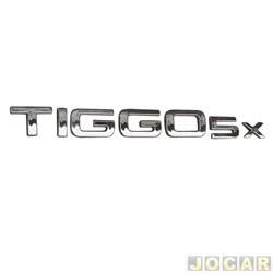 Letreiro - alternativo - <b>Caoa Chery Tiggo 5x Pro 1.5 Turbo CVT Flex 4P de 2023 em diante</b> - Tiggo 5X 2018 em diante - TIGGO5X - cromado - cada (unidade)