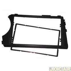Moldura para central multimdia - <b>Ssangyong Actyon GL 4X2 2.3 16V AT gasolina 4P de 2009 at 2012</b> - Ssangyong Actyon 2007 at 2012 - 2 din - preta - cada (unidade)