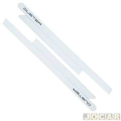 Friso lateral - <b>Renault Duster Expression 4X2 1.6 16V SCe Flex 4P de 2016 at 2020</b> - Duster 2011 at 2020 - autoadesivo - branco - jogo