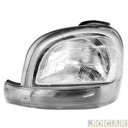 Farol principal - TYC - <b>Renault Kangoo Expression 1.0 16V de 2004 at 2005</b> - Kangoo 1999 at 2007 - pisca branco - lado do motorista - cada (unidade) - 15125