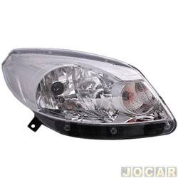 Farol principal - Depo - <b>Renault Sandero Stepway Rip Curl 1.6 16V Hi-Flex de 2012 at 2014</b> - Sandero 2012 at 2014 - cromado - lado do passageiro - cada (unidade) - 22492