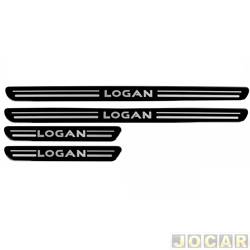 Aplique da soleira - Logan 2007 em diante - resinado - autoadesivo - preto - jogo