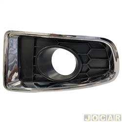 Grade (moldura) lateral do para-choque - alternativo - <b>Renault Sandero Tech Run 1.0 16V Hi-Flex de 2013 at 2014</b> - Sandero 2012 at 2014 - para milha-aro cromado - dianteiro - lado do motorista - cada (unidade)