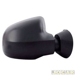 Retrovisor externo - importado - <b>Renault Logan Expression Pack 1.6 8V Hi-Torque Flex de out/2010 at 2013</b> - Logan/Sandero 2010 at 2013 - exceto Stepway - eltrico - 3 terminais de encaixe - preto - lado do passageiro - cada (unidade) - 17424