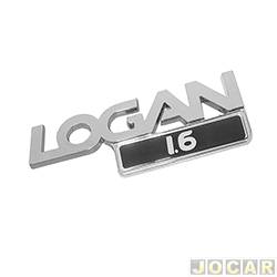 Letreiro - alternativo - <b>Renault Logan Expression 1.6 8V Hi-Torque Flex de 2007 at 2013</b> - Logan 2007 at 2013 - Logan 1.6 - cromado - cada (unidade)