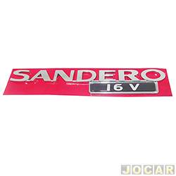 Letreiro - alternativo - <b>Renault Sandero Expression 1.0 16V Hi-Flex de 2007 at 2011</b> - Sandero 2007 at 2011 - Sandero 16V - cromado - cada (unidade)