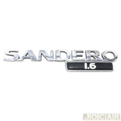 Letreiro - alternativo - <b>Renault Sandero Expression 1.6 8V Hi-Torque flex de 2007 at 2011</b> - Sandero 2007 at 2011 - Sandero 1.6 - cromado - cada (unidade)