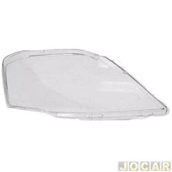 Lente do farol principal - importado - <b>Renault Logan Expression 1.0 16V Hi-Flex de 2009 at 2013</b> - Logan 2009 at 2013 - acrilico - lado do passageiro - cada (unidade) - 23436