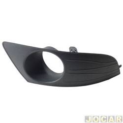 Grade (moldura) lateral do para-choque - <b>Renault Logan Expression 1.0 16V Hi-Flex de 2010 at 2013</b> - Logan 2010 at 2013 - com furo para milha - cinza - dianteiro - lado do passageiro - cada (unidade)