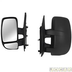 Retrovisor externo - importado - <b>Renault Master Minibus 16 lugares L2H2 2.5dCi 16V 3P de 2004 at 2013</b> - Master 2003 at 2012 - fixo - preto - lado do motorista - cada (unidade) - 33879