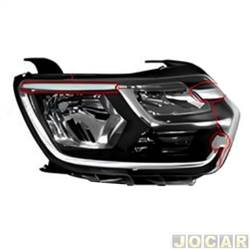 Farol principal - TYC - Duster 2021 at 2024 - regulagem manual - com led sem reator - lado do passageiro - cada (unidade) - 32010