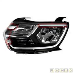 Farol principal - TYC - Duster 2021 at 2024 - regulagem manual - com led sem reator - lado do motorista - cada (unidade) - 32011