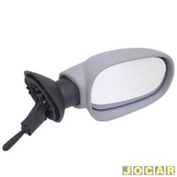 Retrovisor externo - SPJ - <b>Renault Logan Expression 1.6 8V Hi-Torque Flex de 2007 at 2009</b> - Logan 2007 at 2009 - Sandero 2007 at 2009 - exceto Stepway - com controle manual - para pintar - lado do passageiro - cada (unidade) - EB514