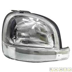 Farol principal - importado - <b>Renault Kangoo Expression 1.0 16V de 2004 at 2005</b> - Kangoo 1999 at 2008 - H4 - pisca branco - lado do passageiro - cada (unidade) - 23942