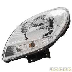 Farol principal - importado - <b>Renault Kangoo Expression 1.6 16V Hi-Flex de 2007 at 2009</b> - Kangoo 2009 at 2011 - pisca branco - lado do motorista - cada (unidade) - 32090/31461