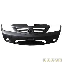Para-choque dianteiro - importado - <b>Renault Logan Expression 1.6 8V Hi-Torque Flex de 2007 at 2010</b> - Logan 2007 at 2010 - com furo para farol de milha - preto - cada (unidade) - 30434