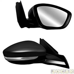 Retrovisor externo - SPJ - 208 2021 at 2024 - liso eltrico com pisca - preto - lado do passageiro - cada (unidade) - 35424