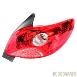 Lanterna traseira principal - importado - <b>Peugeot 207 Hatch XR 1.4 8V Flex 2P de 2008 at 2014</b> - 207 hatch 2008 at 2013 - grade vermelha - lado do passageiro - cada (unidade) - 52627