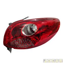 Lanterna traseira principal - TYC - <b>Peugeot 207 Hatch XR 1.4 8V Flex 2P de 2008 at 2010</b> - 207 hatch 2008 at 2010 - grade vermelha - lado do passageiro - cada (unidade) - 23624