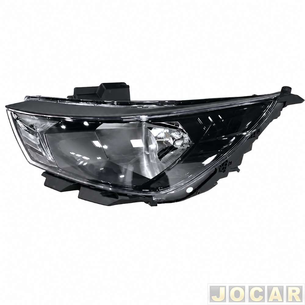 Farol principal - importado - HB20 2022 em diante - sem LED - máscara negra manual - 6 pinos - lado do motorista - cada (unidade) - 32557