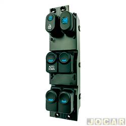 Interruptor do vidro - alternativo - <b>Hyundai HB20 Hatch R Spec 1.6 16V cmbio automtico Flex 4P de 2016 at 2019</b> - HB20 2012 at 2019 - qudruplo com trava-vidros - lado do motorista - cada (unidade)