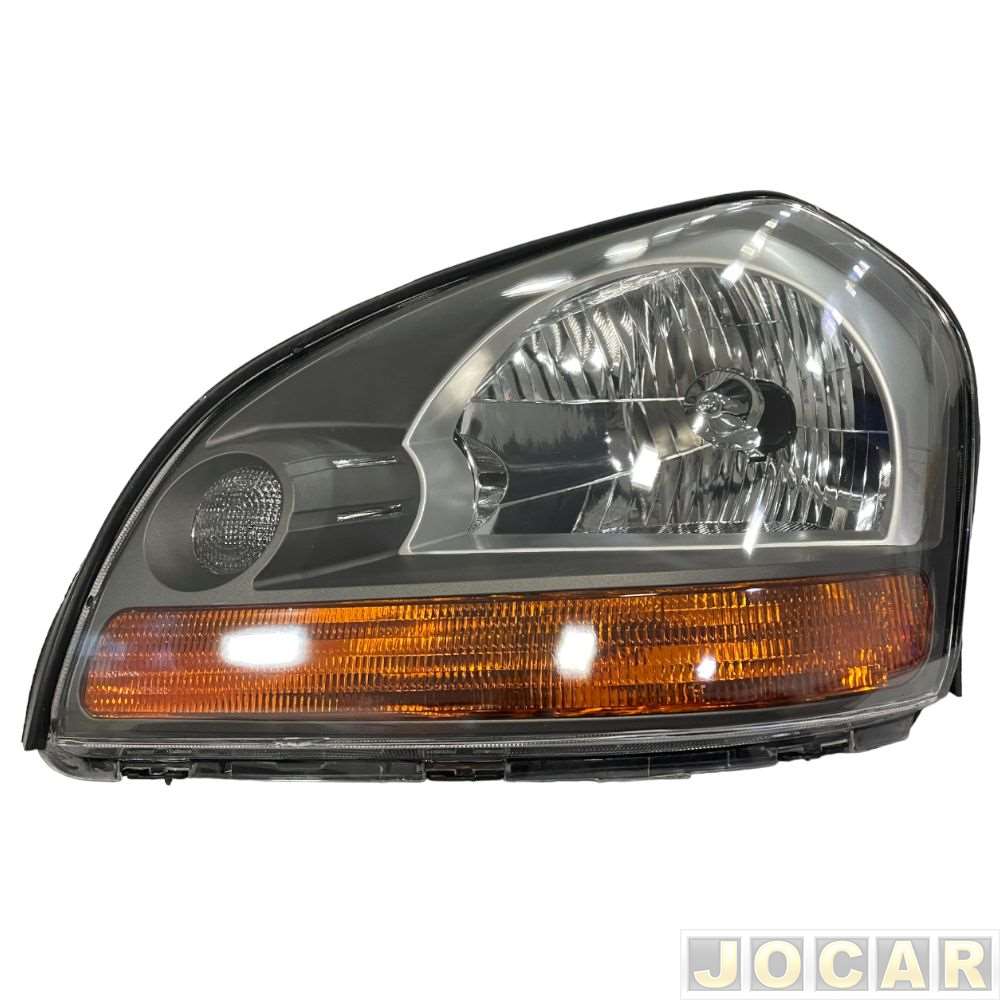 Farol principal - importado - Tucson 2009 até 2016 - pisca amarelo e mascara cinza - lado do motorista - cada (unidade) - 54397
