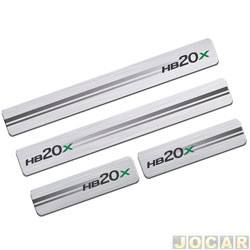 Aplique da soleira - Sport Inox - HB20X 2012 em diante 4 portas - resina aço escovado - autoadesivo - jogo - HY004E4P