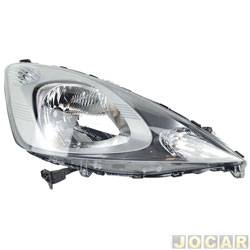 Farol principal - TYC - <b>Honda Fit LX-AT 1.4 16V Flex de 2008 at 2012</b> - Fit 2008 at 2012 - mascara preta - sem soquete - lado do passageiro - cada (unidade) - 18550