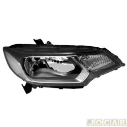 Farol principal - importado - <b>Honda Fit LX-MT 1.5 16V FlexOne de 2014 at 2017</b> - Fit 2014 at 2017 - eltrico com motor sem LED - lado do passageiro - cada (unidade) - 32658