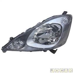 Farol principal - F2J Lighting (antiga Valeo) - <b>Honda Fit LX-MT 1.4 16V Flex de 2009 at 2012</b> - Fit 2009 at 2012 - mscara cinza - lado do motorista - cada (unidade) - LI000068