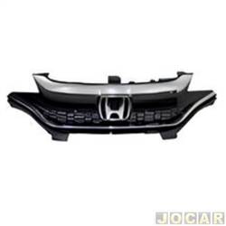 Grade dianteira - importado - <b>Honda Fit LX-MT 1.5 16V FlexOne de 2018 at 2021</b> - Fit 2018 at 2021 - com friso cromado - preta - cada (unidade) - 33890