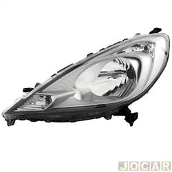 Farol principal - TYC - <b>Honda Fit LX-MT 1.4 16V Flex de 2013 at 2014</b> - Fit 2013 at 2014 - mascara cinza - lado do motorista - cada (unidade) - 21913