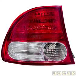 Lanterna traseira principal - TYC - <b>Honda Civic Sedan LXS C-MT 1.8 16V Flex 4P de 2006 at 2010</b> - Civic 2007 at 2011 Lateral - 7443;W21/5W - 7440;W21W - soquete menor modelo ARTEB - lado do motorista - cada (unidade) - 25015