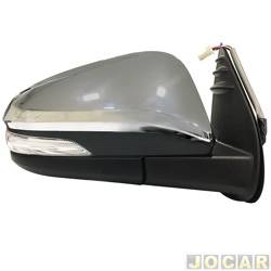 Retrovisor externo - Metagal - <b>Toyota Hilux Cabine Dupla SRV 4X2 2.7 16V cmbio automtico Flex 4P de 2015 em diante</b> - Hilux 2016 em diante - eltrico com pisca capa cromada - preto - lado do passageiro - cada (unidade) - RJXE84CE