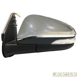Retrovisor externo - Metagal - <b>Toyota Hilux Cabine Dupla SRV 4X2 2.7 16V cmbio automtico Flex 4P de 2015 em diante</b> - Hilux 2016 em diante - eltrico com pisca capa cromada - lado do motorista - cada (unidade) - RJXE83CE