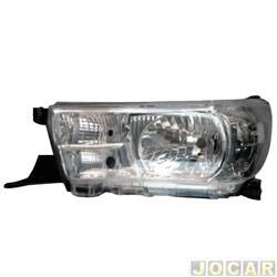 Farol principal - importado - <b>Toyota Hilux Cabine Dupla SRV 4X2 2.7 16V cmbio automtico Flex 4P de 2015 em diante</b> - Hilux Pick-up 2016 em diante - regulagem manual sem led - lado do motorista - cada (unidade) - 27265