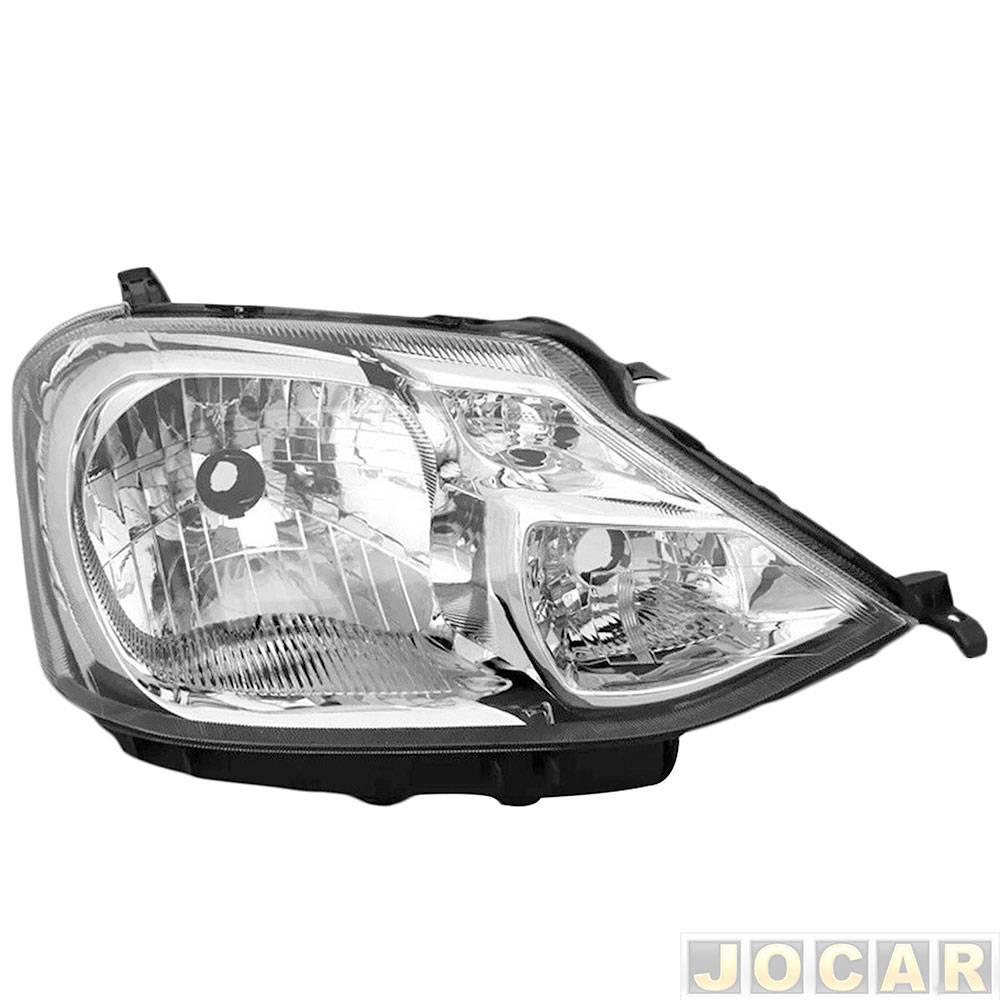 Farol principal - importado - Etios 2012 até 2021 - H4 - carcaça preta - máscara cromada - lado do passageiro - cada (unidade) - 28090