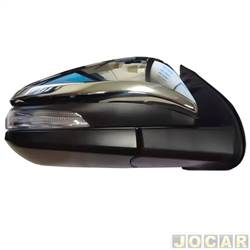 Retrovisor externo - Metagal - <b>Toyota Hilux Cabine Dupla SRV 4X2 2.7 16V cmbio automtico Flex 4P de 2015 em diante</b> - Hilux 2016 em diante - eltrico com pisca - retrtil - Led - cromado - lado do passageiro - cada (unidade) - RJXE86CE