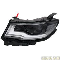Farol principal - importado - Jeep Compass Opening Edition 4X2 2.0 16V cmbio automtico flex 4P de 2017 at 2017 - Compass 2017 at 2021 - eltrico com motor - com xenon e LED - lado do motorista - cada (unidade) - 28927