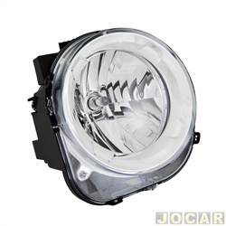 Farol principal - Magneti Marelli - <b>Jeep Renegade Custom 4X2 1.8 16V cmbio manual Flex de 2017 at 2021</b> - Renegade 2015 at 2021 - regulagem eltrica - H4 - lado do motorista - cada (unidade) - IMM0612002