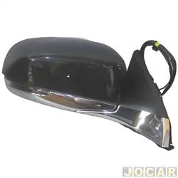 Retrovisor externo - Metagal - <b>Jeep Commander Overland 4x2 1.3 turbo automtico flex 4P de 2021 em diante</b> - Comander 2021 em diante - (lente gravada Jeep) - eltrico com pisca foldway luz de solo + asfr.+ pont. cego - cromada - lado do passageiro - cada (unidade) - RTAEJ4CE