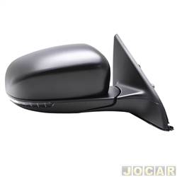 Retrovisor externo - Metagal - <b>Jeep Compass Longitude T270 4X2 1.3 turbo cmbio automtico flex 4P de 2022 em diante</b> - Compass 2021 em diante - (lente gravada Jeep) - eltrico/pisca/Fold-way/asfrico - para pintar - lado do passageiro - cada (unidade) - RTBEB4CE