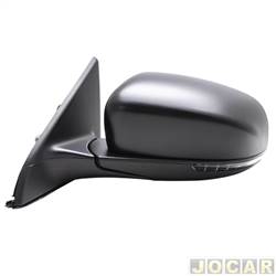 Retrovisor externo - Metagal - <b>Jeep Compass Longitude T270 4X2 1.3 turbo cmbio automtico flex 4P de 2022 em diante</b> - Compass 2021 em diante - (lente gravada Jeep) - eltrico/pisca/Fold-way/asfrico - para pintar - lado do motorista - cada (unidade) - RTBEB5CE